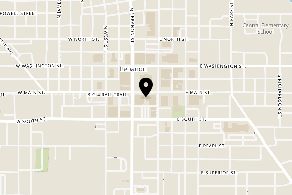 Map showing the location of 1830 Chophouse on 111 W Main St in Lebanon